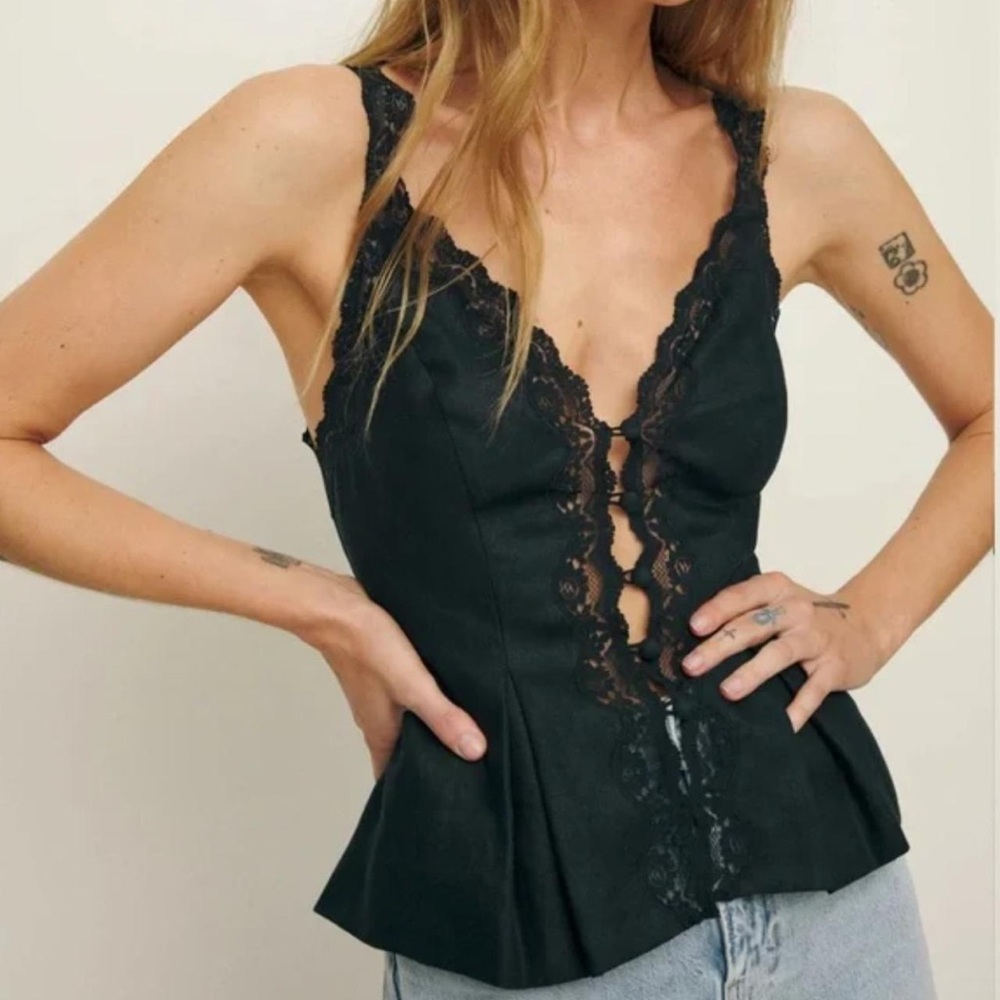 Reformation Josefina Linen Top Size 4